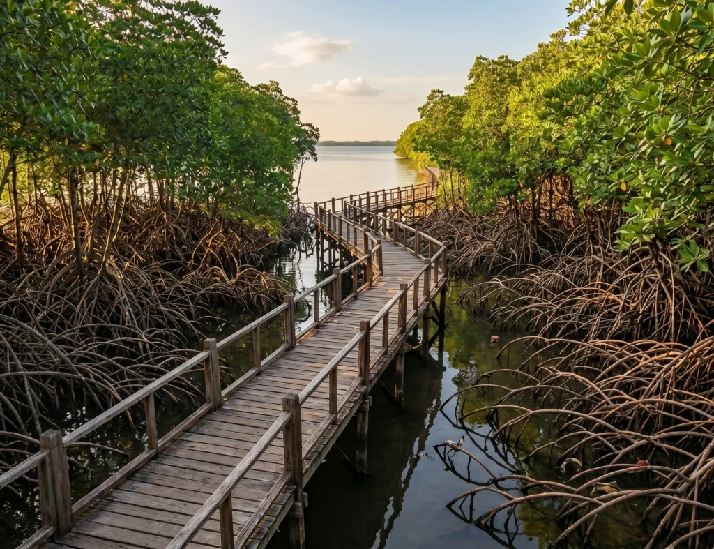 Hutan mangrove di pesisir Lampung dengan jalur wisata alam dan ekosistem pantai yang alami
