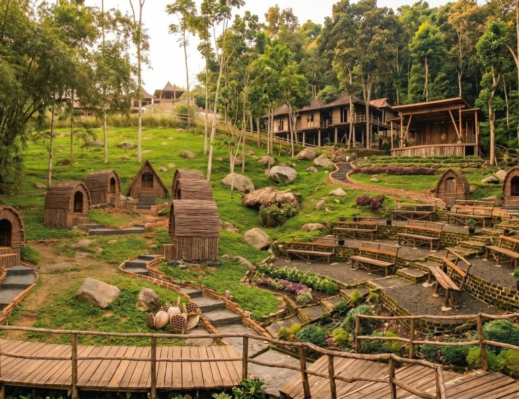 Pemandangan perbukitan dan panorama alam dari Lengkung Langit di Pesawaran Lampung