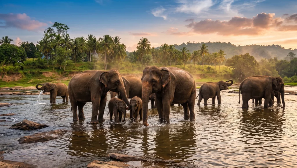 Kawanan gajah Sumatera di Taman Nasional Way Kambas Lampung.