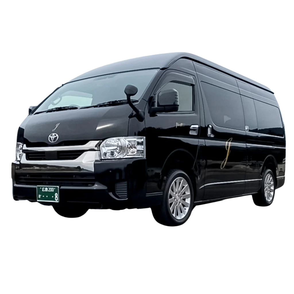 Toyota Hiace Commuter warna hitam untuk layanan travel, wisata, dan antar jemput di Lampung