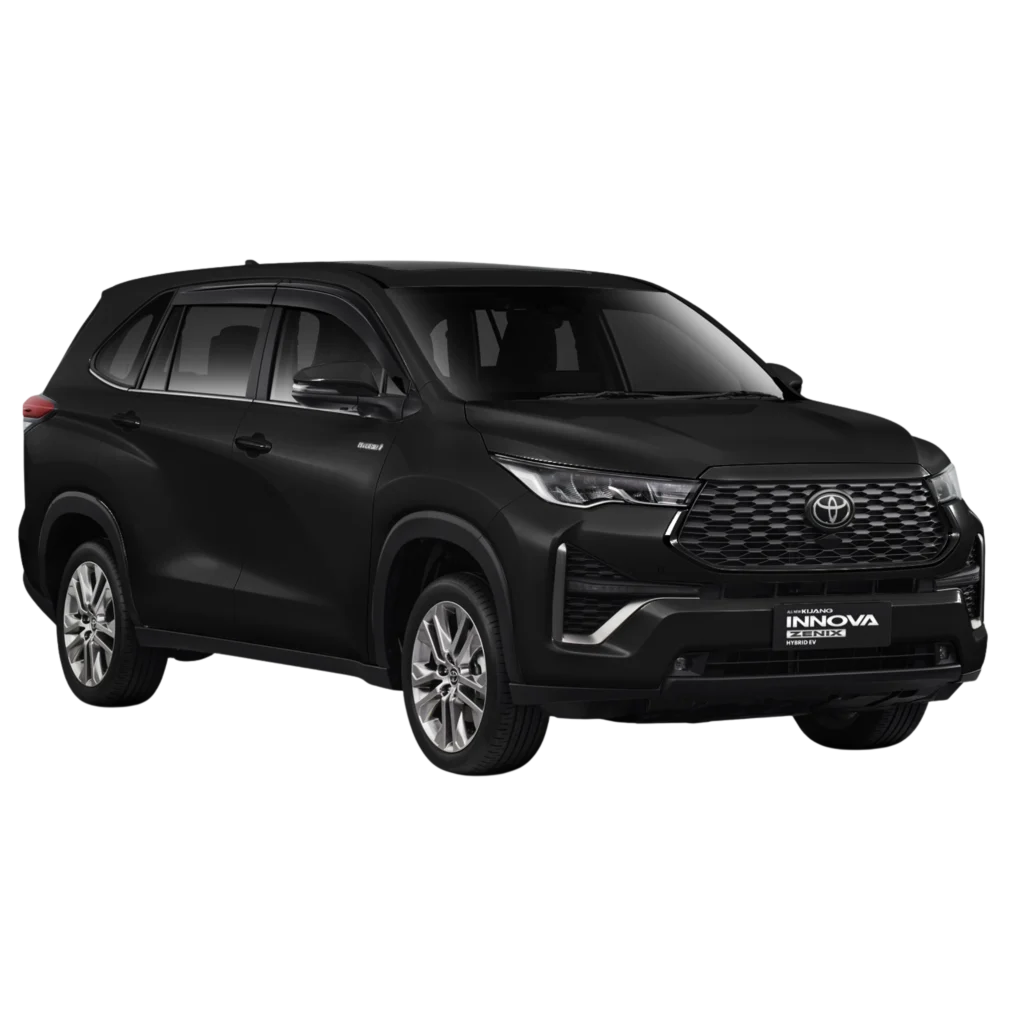 Toyota Kijang Innova Zenix Hybrid warna hitam untuk layanan transportasi premium dan wisata di Lampung